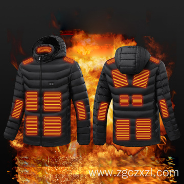 Heated padded jacket with heated hood